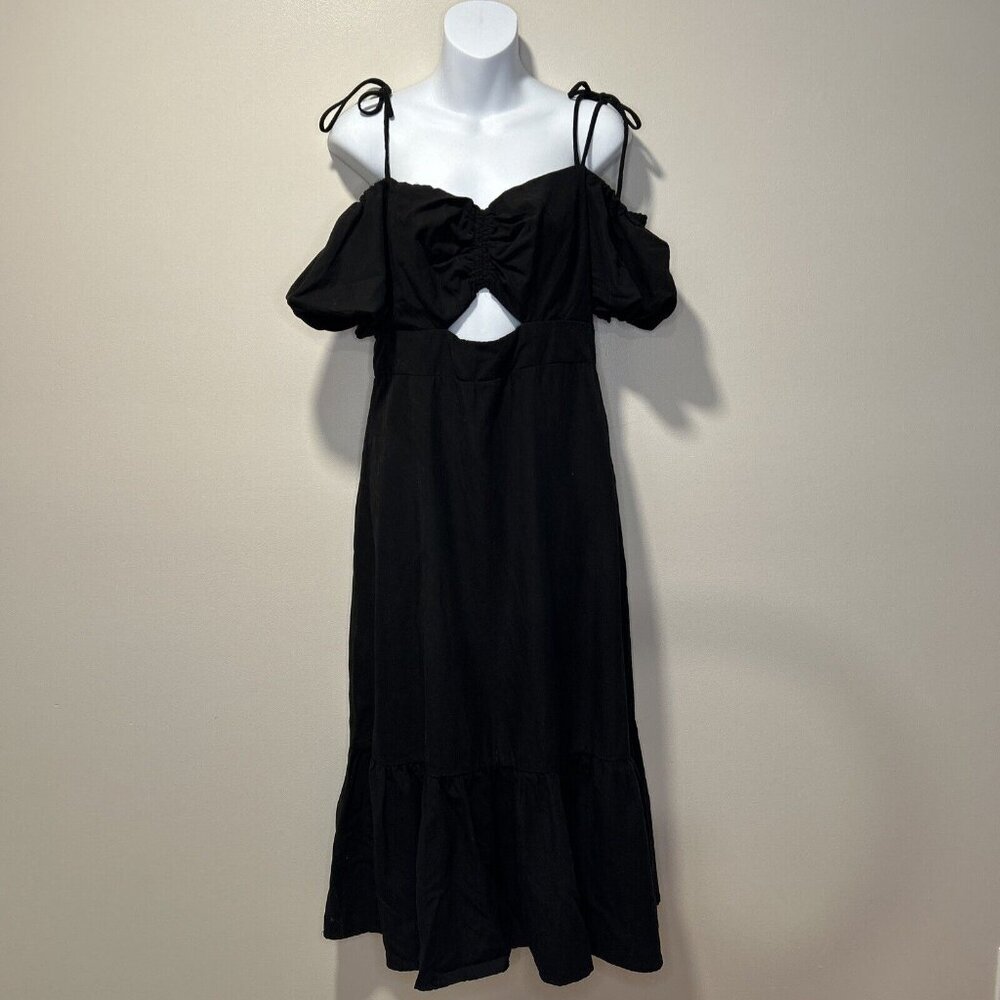 ASTR the label Women’s Aleda Dress Retail $80.52 Midi Ruffle Cut Out Large - Picture 2 of 12